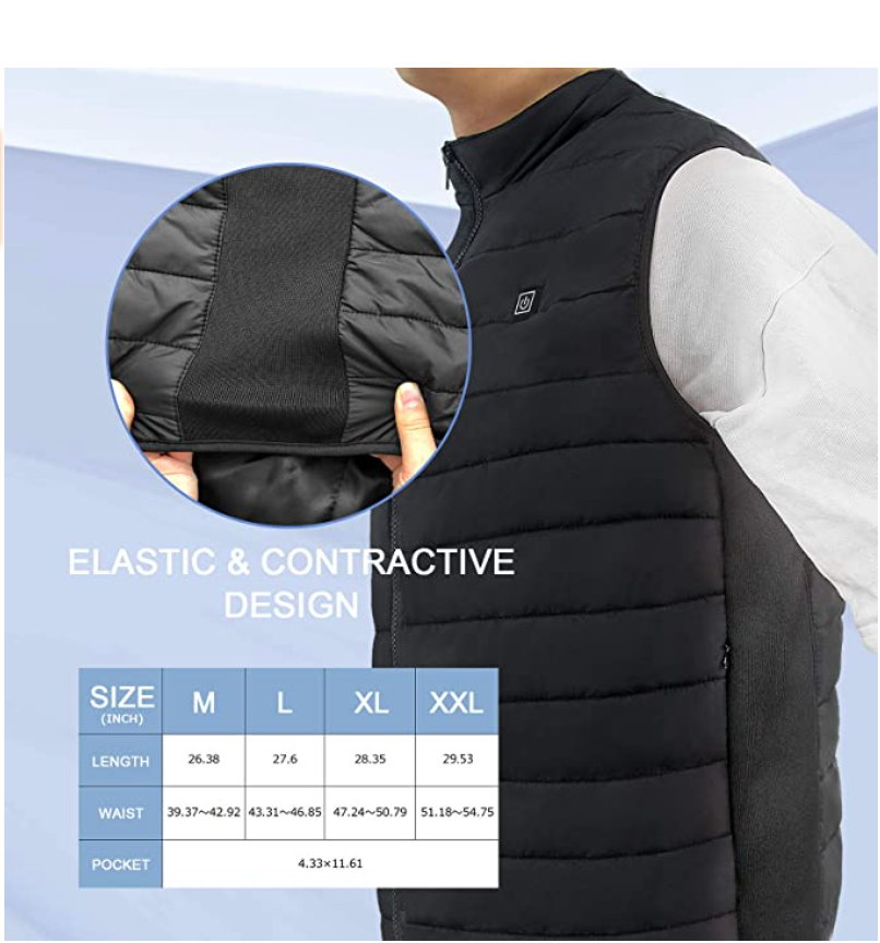 MARIJEE Electric Heated Vest for men,Windproof USB Charging Heated Gilet body heated jacket body warmer for men