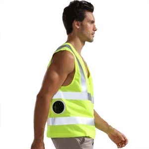 Unisex Adjustable Outdoors Cooling Fan Vest Fluorescent green